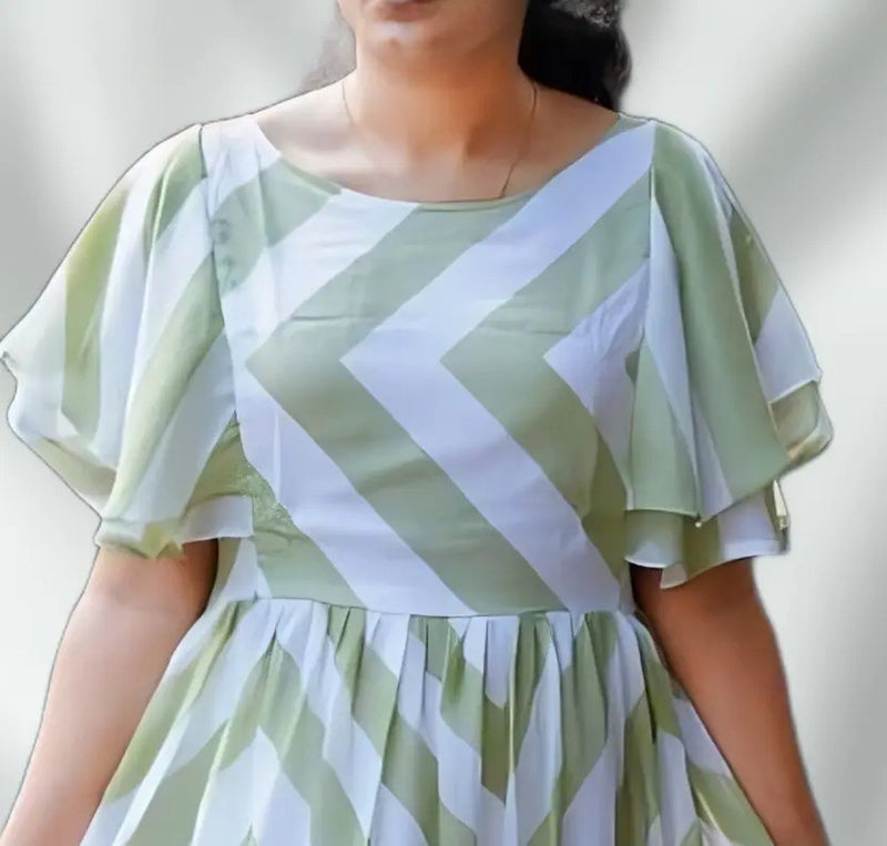 Women Fit and Flare Light Green Midi/Calf Length Dress