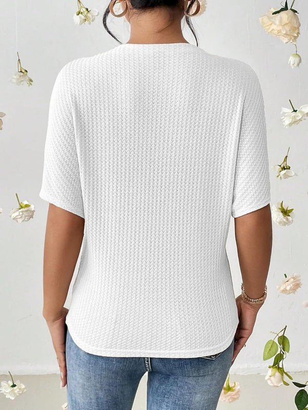 Casual Batwing Sleeves Self Design Women White Top