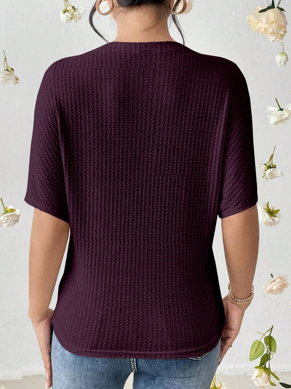 Casual Batwing Sleeves Self Design Women Purple Top