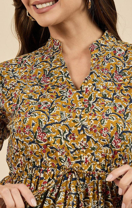 Party Regular Sleeves Printed Women Yellow Top
